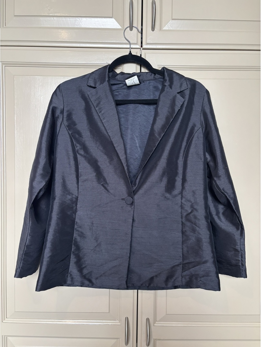 JKLA California Black Sharkskin One Button Blazer Womens 8